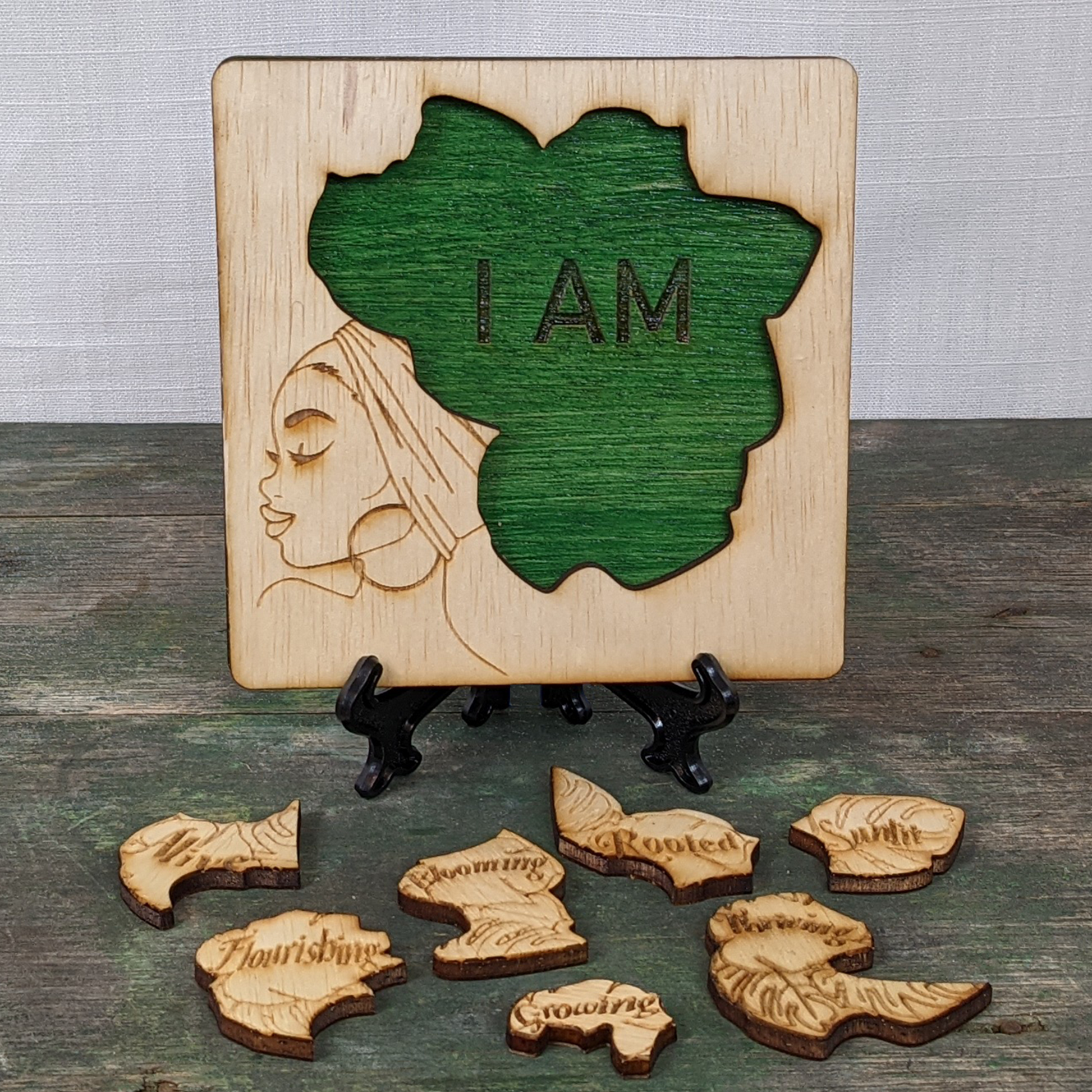 I AM Affirmations - Growth Woman pieces out  Alive Flourishing Rooted Growing Sunlit Blooming Thriving