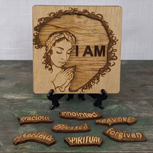 Load image into Gallery viewer, &quot;I AM&quot; Affirmations Puzzle - Spiritual Woman pieces out Favored Spiritual Annointed Blessed Forgiven Precious Gracious
