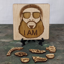 Load image into Gallery viewer, &quot;I AM&quot; Affirmations Puzzle - Man pieces out Passionate Resilient King Confident Protective Strong Loving
