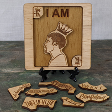 Load image into Gallery viewer, &quot;I AM&quot; Affirmations Puzzle - King pieces out Whole Confident Influential Passionate Unbreakable Strong Kind
