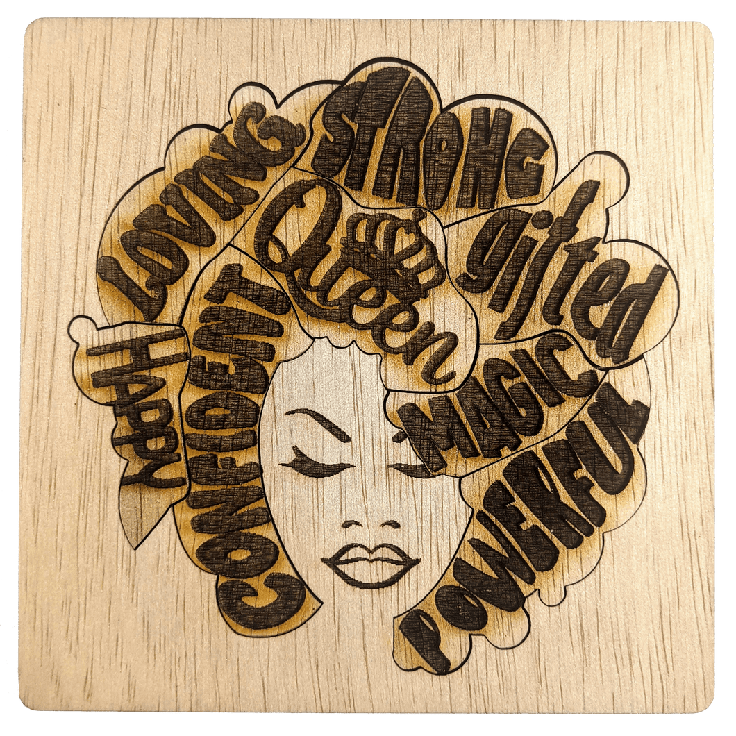 I AM Affirmations Puzzle - Afro Woman Happy Loving Strong Confident Queen Magic Gifted Powerful